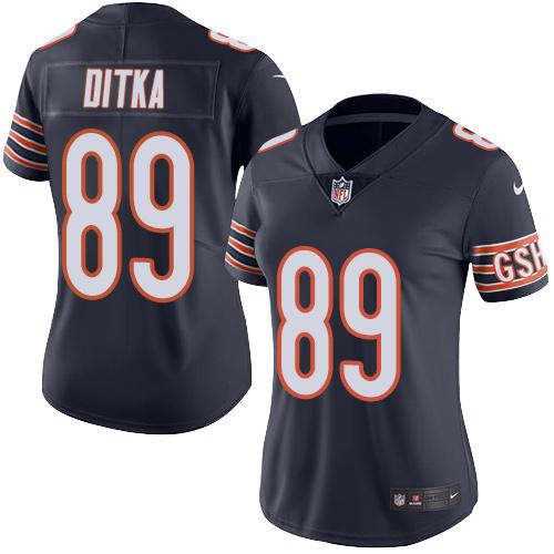 Nike Bears #89 Mike Ditka Navy Blue Team Color Women's Stitched NFL Vapor Untouchable Limited Jersey